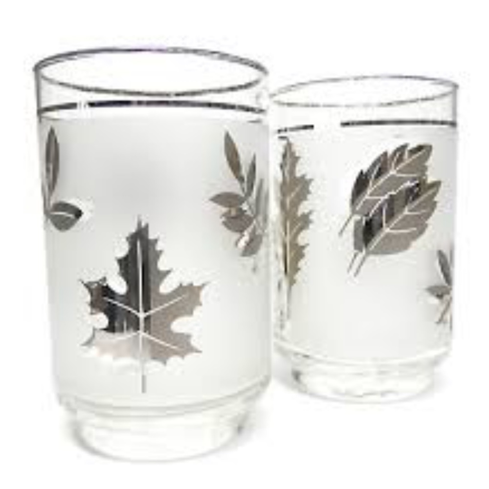 Vintage Libbey Silver Foliage Tumblers Set of 7